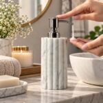 White Marble Soap Dispenser – Fluted - Image 4