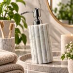 White Marble Soap Dispenser – Fluted - Image 6