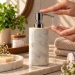 White Marble Soap Dispenser – Plain - Image 4