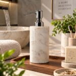 White Marble Soap Dispenser – Plain - Image 2