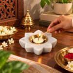 Marble Diya Holder – Brass Bowl - Image 2