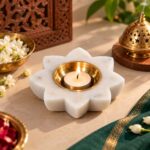 Marble Diya Holder – Brass Bowl - Image 5