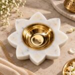 Marble Diya Holder – Brass Bowl - Image 4