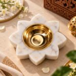 Marble Diya Holder – Brass Bowl