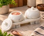 White Marble Jar Set with Tray - Image 3