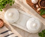 White Marble Jar Set with Tray - Image 5