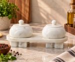 White Marble Jar Set with Tray - Image 6