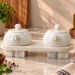 White Marble Jar Set with Tray